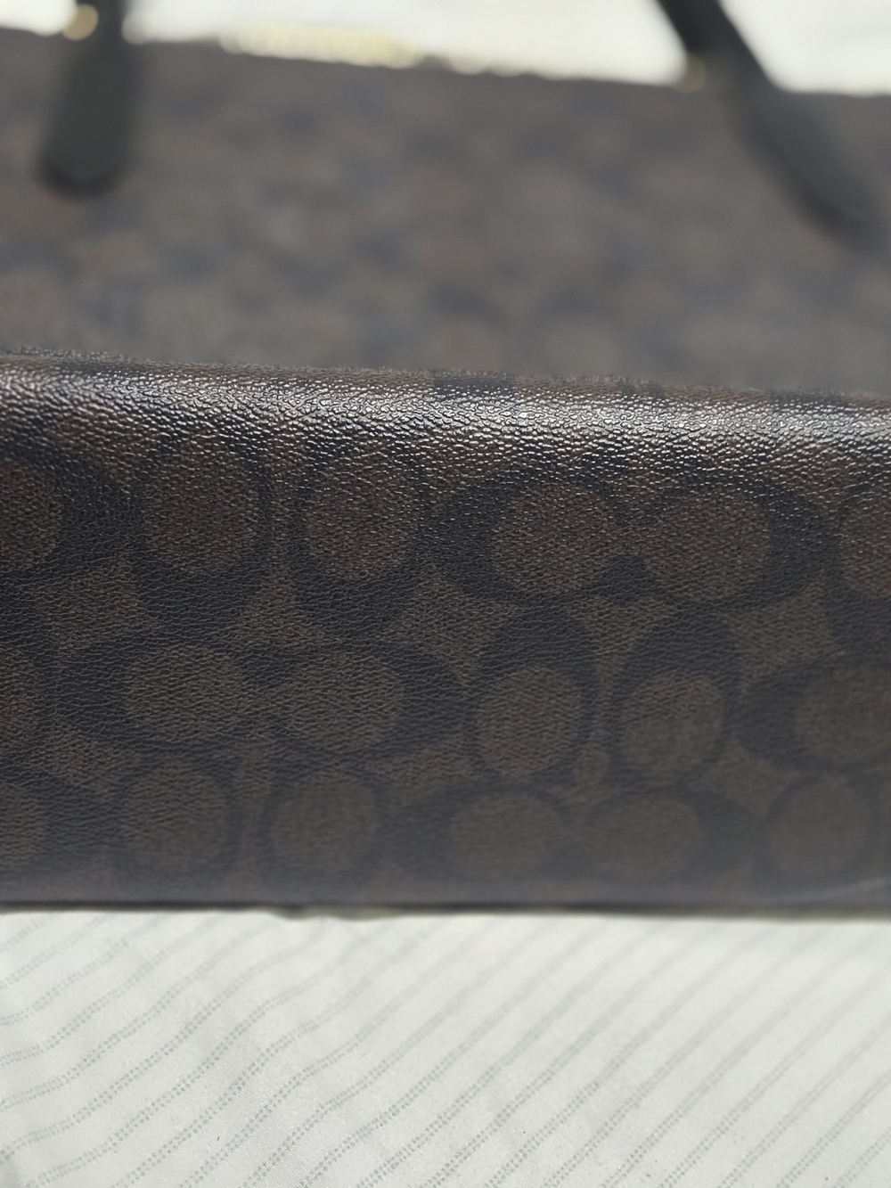 Coach Signature Brown Tote Bag with Black Straps - Picture 7 of 14